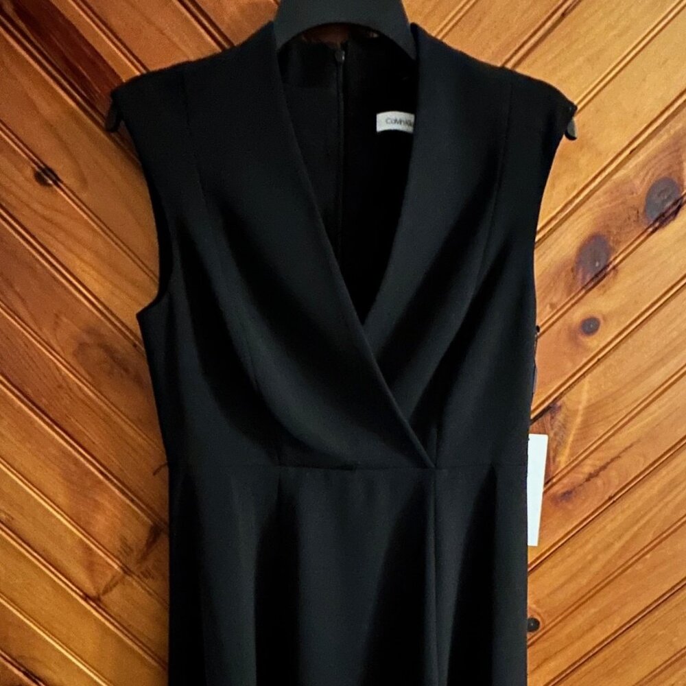 Calvin Klein Sleeveless Black Dress, V-neck, Size 8P